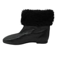 Load image into Gallery viewer, Mansur Gavriel Black Shearling Trimmed Flat Leather Ankle Boots