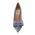 Load image into Gallery viewer, Valentino Light Blue Velvet and PVC Pointed Toe Dollybow Pumps
