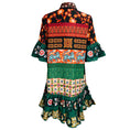 Load image into Gallery viewer, La DoubleJ Black / Red / Green Multi Printed Short Sleeved Choux Dress