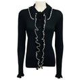 Load image into Gallery viewer, Dries Van Noten Black / White Ruffled Viscose Knit Cardigan Sweater