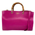 Load image into Gallery viewer, Gucci Bright Bougainvillea Pebbled Calfskin Large Bamboo Shopper Tote