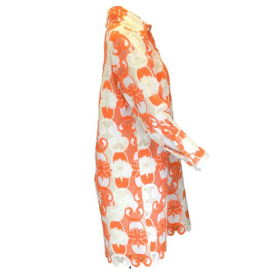 Etro Ivory / Orange Embroidered Lace Dress