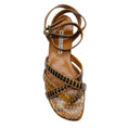 Load image into Gallery viewer, Manolo Blahnik Tan Snakeskin Leather Ankle Wrap Flat Sandals