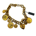 Load image into Gallery viewer, Versace Tribute Gold Heritage Medusa Coin and Heart Medallion Charm Chunky Chain Necklace