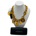 Load image into Gallery viewer, Versace Tribute Gold Heritage Medusa Coin and Heart Medallion Charm Chunky Chain Necklace
