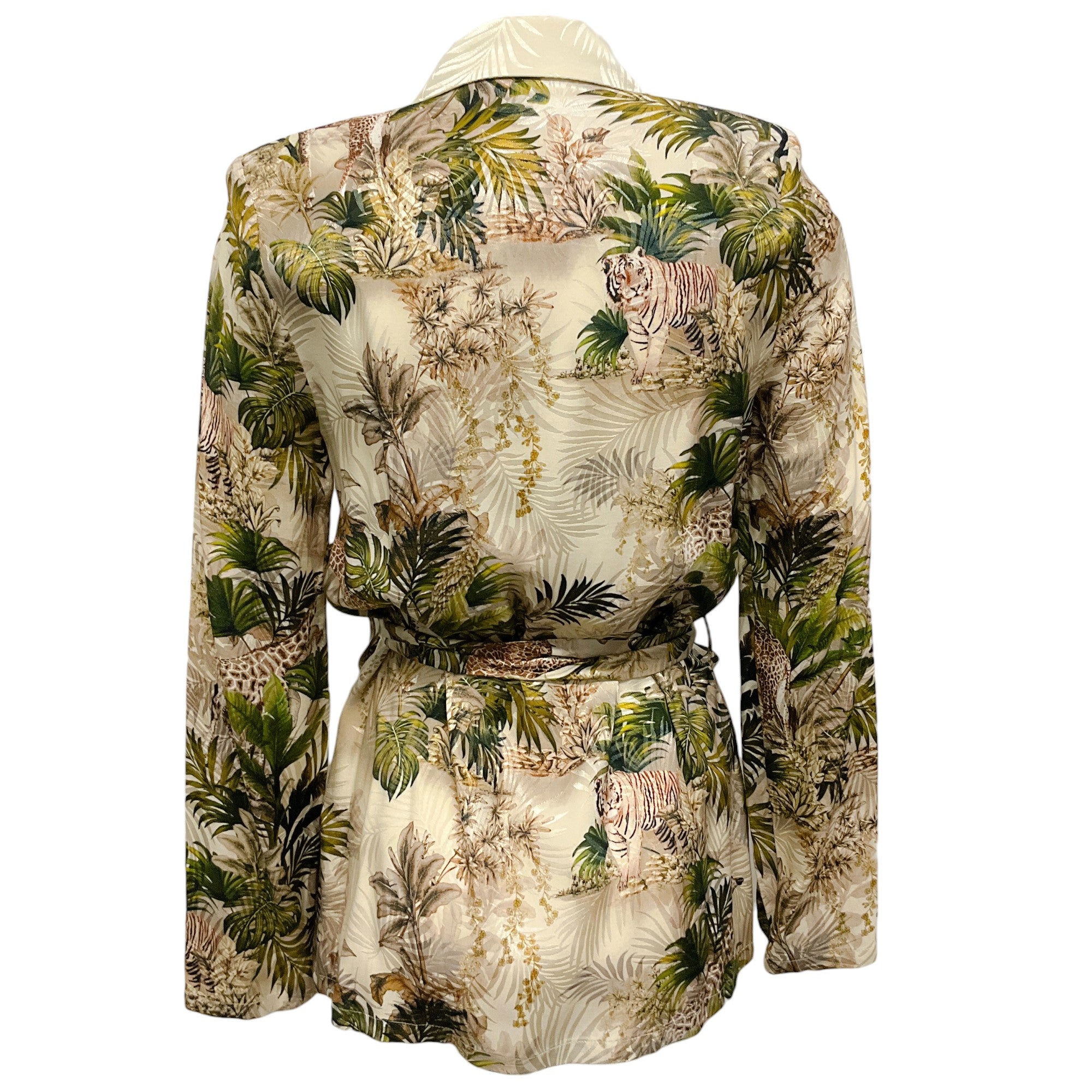 L'Agence Brown Jungle Print Wrap Kimono Jacket