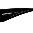 Load image into Gallery viewer, Balenciaga Black / Silver Crystal Embellished BB Logo Rectangular Shape Acetate Narrow Dynasty Sunglasses