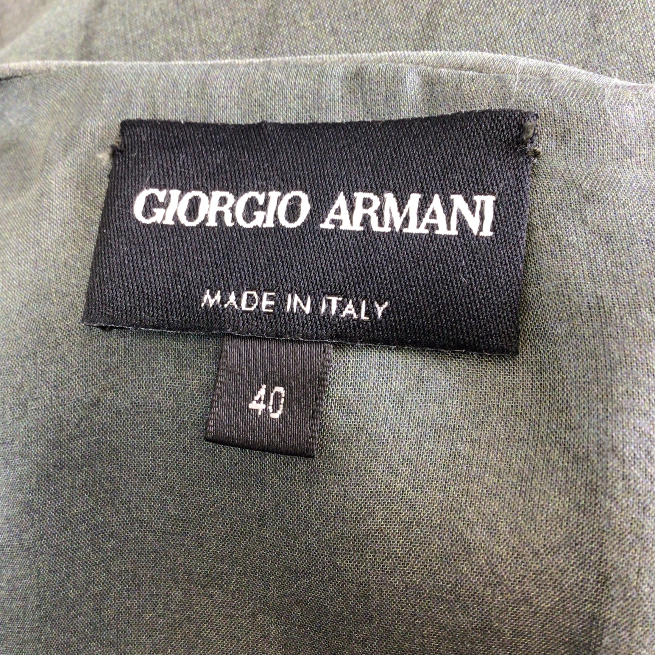 Giorgio Armani Green Short Sleeved V-Neck Silk Dress