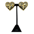 Load image into Gallery viewer, Carolina Herrera Gold Molded Heart Stud Embellished Clip On Earrings