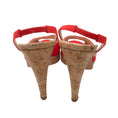 Load image into Gallery viewer, Oscar de la Renta Red Canvas Cork Heel Slingback Sandals
