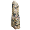 Load image into Gallery viewer, Dries Van Noten Grey / Beige / Silver Metallic Jacquard Long Sleeved Midi Cocktail Dress