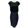 Load image into Gallery viewer, St. John Navy Sequined Metallic Knit Jacket and Dress Suit Set