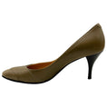 Load image into Gallery viewer, Hermes Taupe Leather Woven Toe Pumps