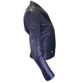 Load image into Gallery viewer, Alaia Navy Blue Full Zip Lambskin Leather Jacket
