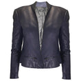 Load image into Gallery viewer, Alaia Navy Blue Full Zip Lambskin Leather Jacket