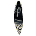 Load image into Gallery viewer, Manolo Blahnik Black / White / Yellow Daisy Print Pointed Toe Canvas Pumps