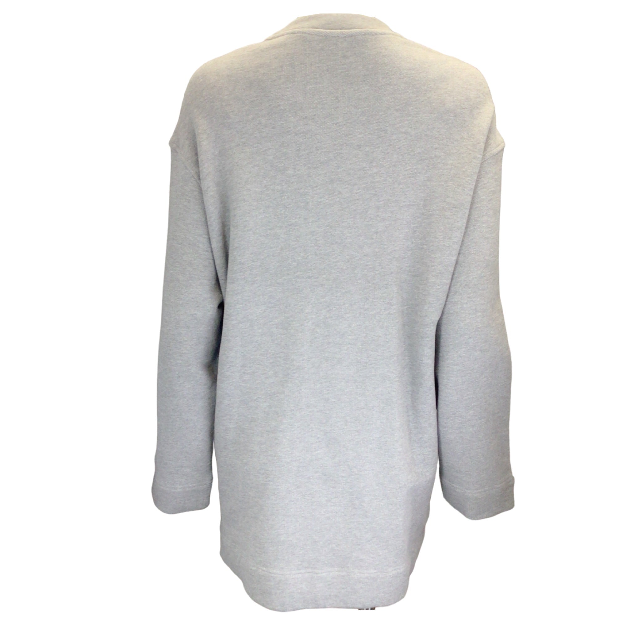 Dries Van Noten Grey / Silver Ring Detail Long Sleeved Cotton Sweatshirt Dress