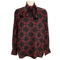 Load image into Gallery viewer, Valentino Black / Red Logo Print Silk Blouse