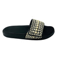 Load image into Gallery viewer, Jimmy Choo Black Fitz Pearl Embellished Canvas and Leather Slide Sandals
