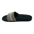 Load image into Gallery viewer, Jimmy Choo Black Fitz Pearl Embellished Canvas and Leather Slide Sandals