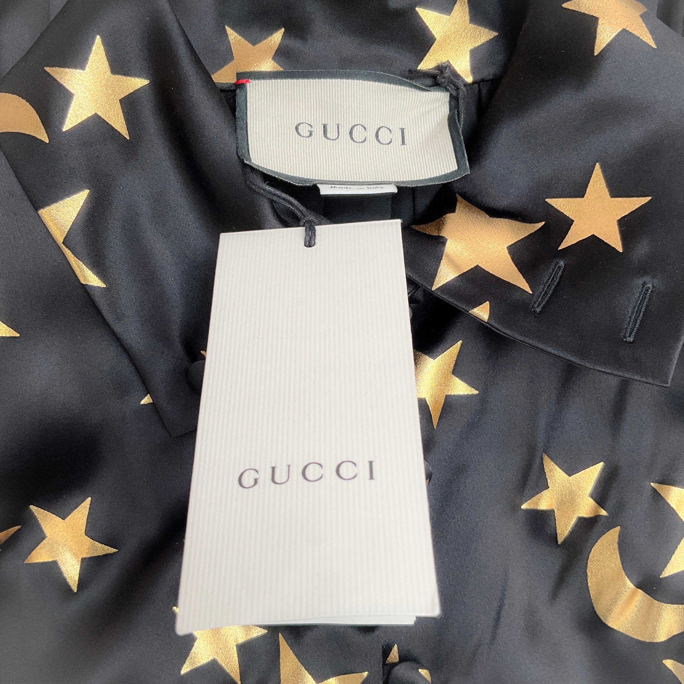 Gucci Black Silk Bright Star Blouse