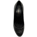 Load image into Gallery viewer, Chanel Black Sequined Pumps With Logo Heel