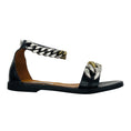 Load image into Gallery viewer, Stella McCartney Black / Silver / Gold Falabella Two Tone Chain Embellished Sandals