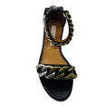 Load image into Gallery viewer, Stella McCartney Black / Silver / Gold Falabella Two Tone Chain Embellished Sandals