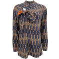 Load image into Gallery viewer, Stella McCartney Navy Blue / Brown Silk Keyhole Blouse

