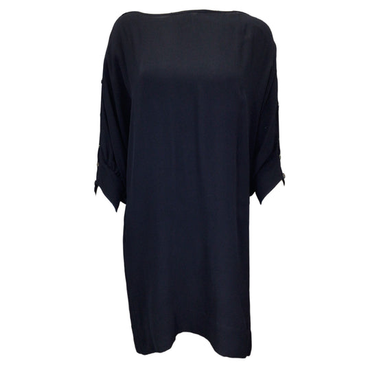 Stella McCartney Navy Blue Short Sleeved Silk Crepe Dress
