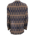 Load image into Gallery viewer, Stella McCartney Navy Blue / Brown Silk Keyhole Blouse

