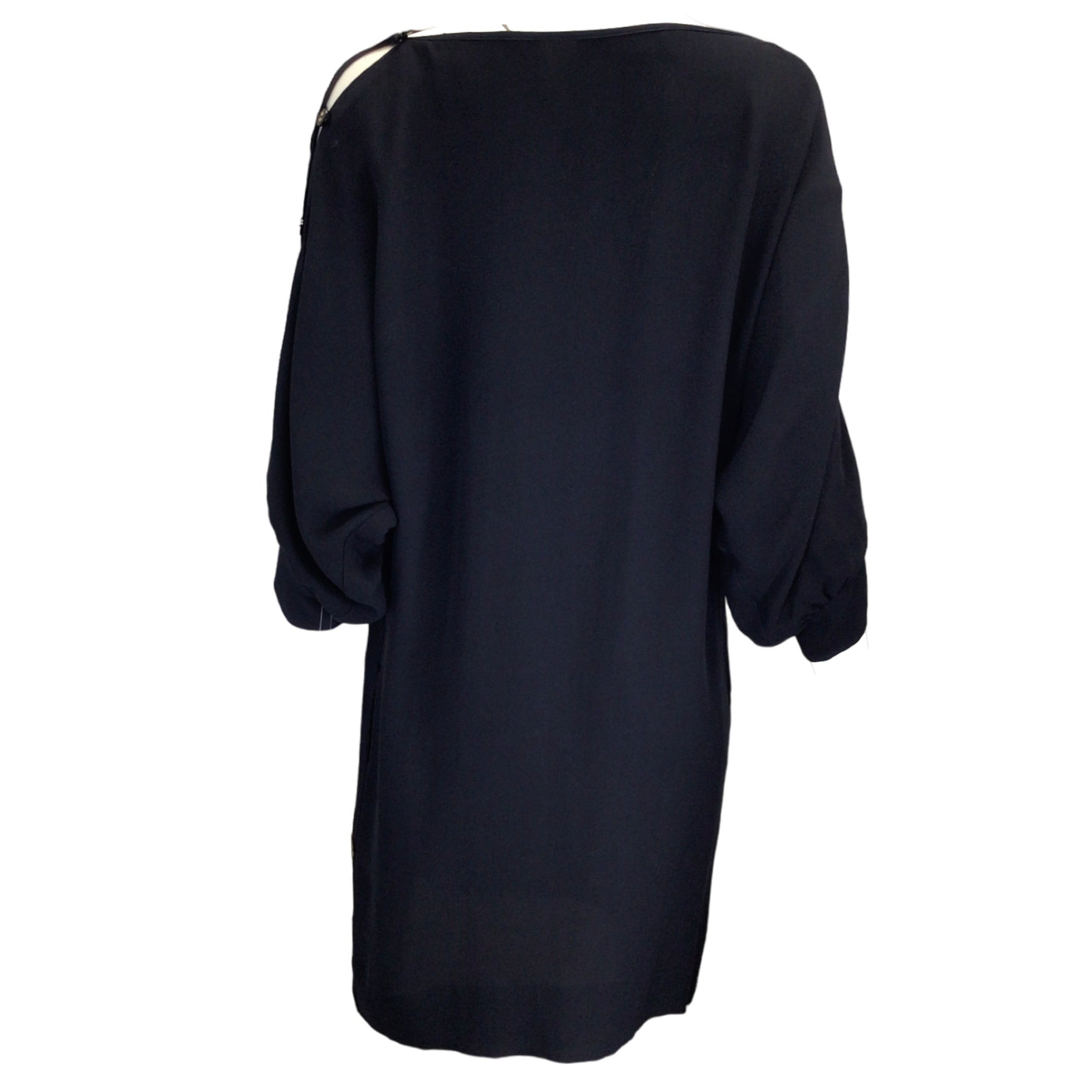 Stella McCartney Navy Blue Short Sleeved Silk Crepe Dress