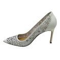 Load image into Gallery viewer, Manolo Blahnik White BB Laser Cut Patent Leather Pumps