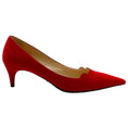 Load image into Gallery viewer, Prada Red Suede Scalloped Edge Kitten Heel Pumps