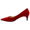Load image into Gallery viewer, Prada Red Suede Scalloped Edge Kitten Heel Pumps