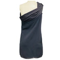 Load image into Gallery viewer, Brunello Cucinelli Slate Blue Grey One Shoulder Silk Crepe and Knit Top
