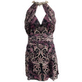 Load image into Gallery viewer, Roberto Cavalli Black / Purple Print Silk Halter Dress
