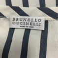 Load image into Gallery viewer, Brunello Cucinelli Ivory / Charcoal Grey Striped Sleeveless Silk Top with Monili