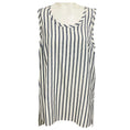 Load image into Gallery viewer, Brunello Cucinelli Ivory / Charcoal Grey Striped Sleeveless Silk Top with Monili