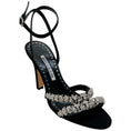Load image into Gallery viewer, Manolo Blahnik Black Satin Crystal Embellished Vedada Sandals