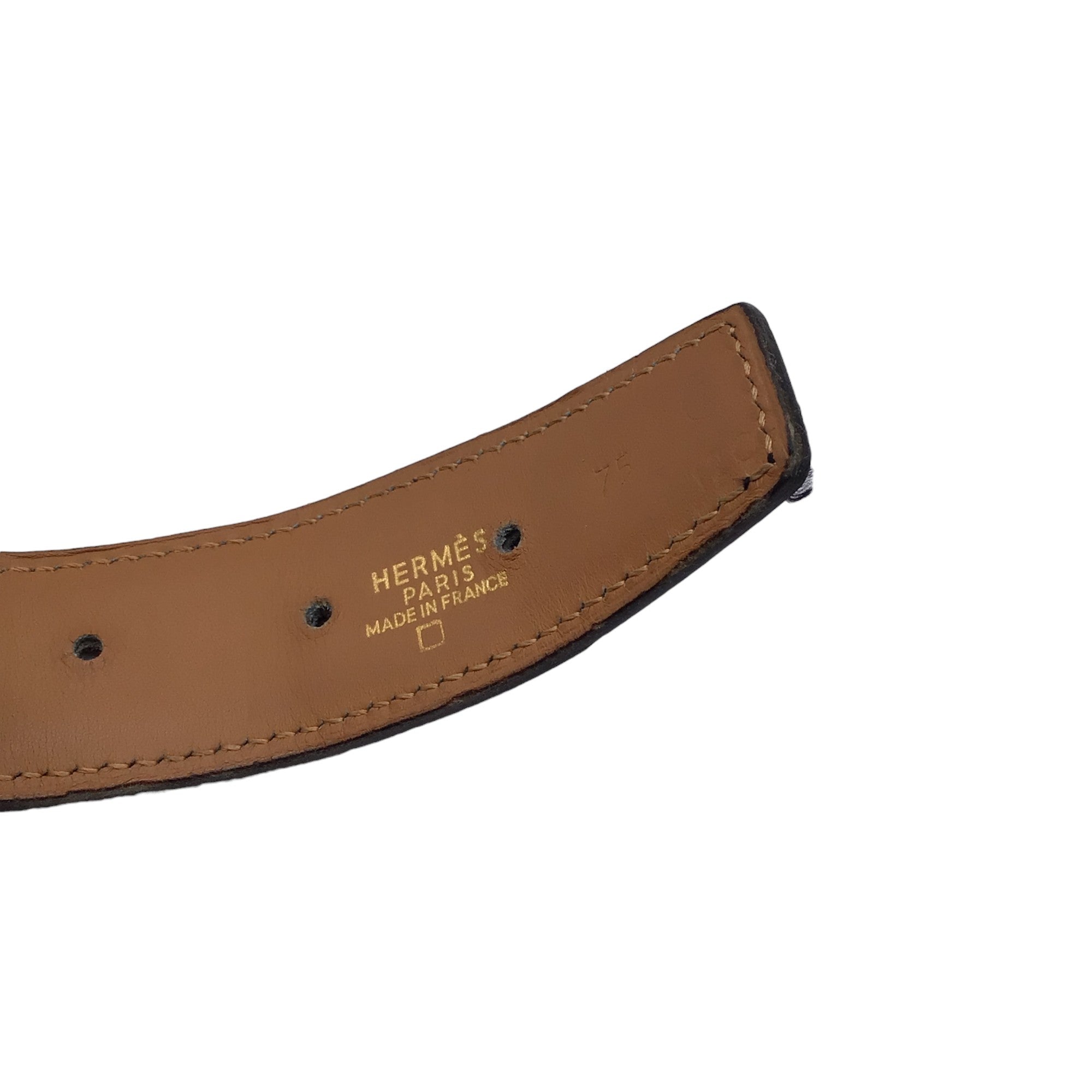 Hermes Vintage 1996 Black / Gold H Patent Alligator Skin Leather Belt