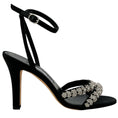 Load image into Gallery viewer, Manolo Blahnik Black Satin Crystal Embellished Vedada Sandals