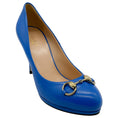 Load image into Gallery viewer, Gucci Cobalt Blue Leather Horsebit Pumps