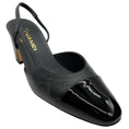 Load image into Gallery viewer, Chanel Black Printed Leather Slingback Pumps with Patent Cap Toe