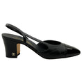 Load image into Gallery viewer, Chanel Black Printed Leather Slingback Pumps with Patent Cap Toe