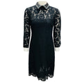 Load image into Gallery viewer, Valentino Black Long Sleeved Lace Dress with Rockstud and Turquoise Stone Embellished Leather Collar
