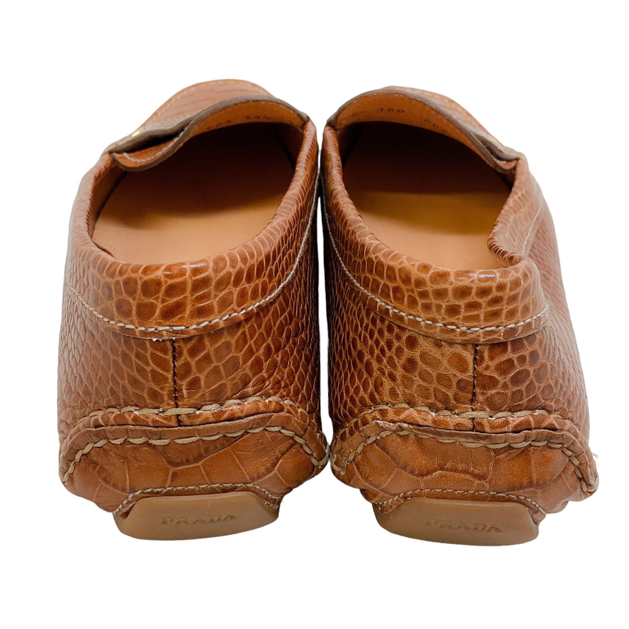 Prada Tan Crocodile Driving Loafers
