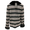 Load image into Gallery viewer, Rena Lange Slate / Black Multi Mink Fur Trimmed Wool Knit Cardigan Sweater