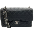 Load image into Gallery viewer, Chanel 2013 Black Caviar Leather Double Flap Shoulder Bag