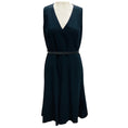 Load image into Gallery viewer, Akris Punto Marine Blue Sleeveless Flared Midi Dress with Leather Belt